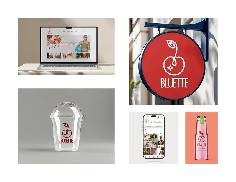 Mock up du logo de Bluette, bar à smoothies