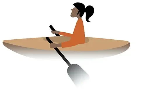 Illustration d'une femme en canöe