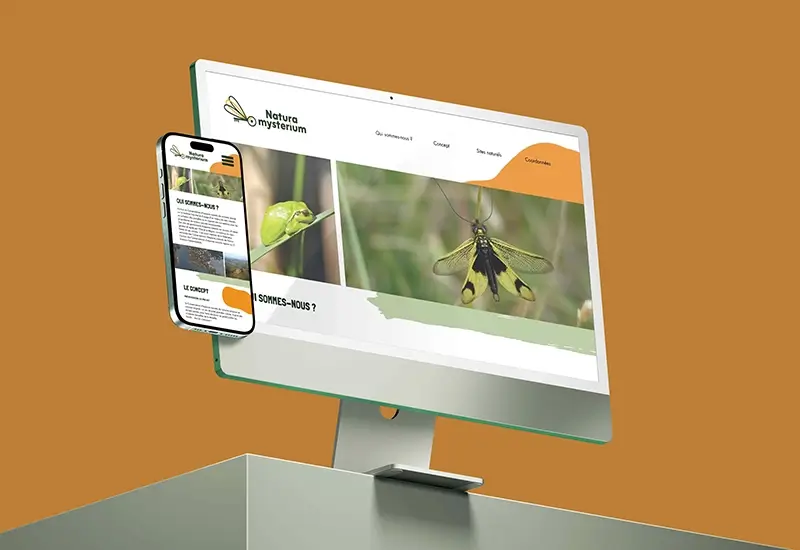 Site internet avec l'identité visuelle de Natura mysterium
